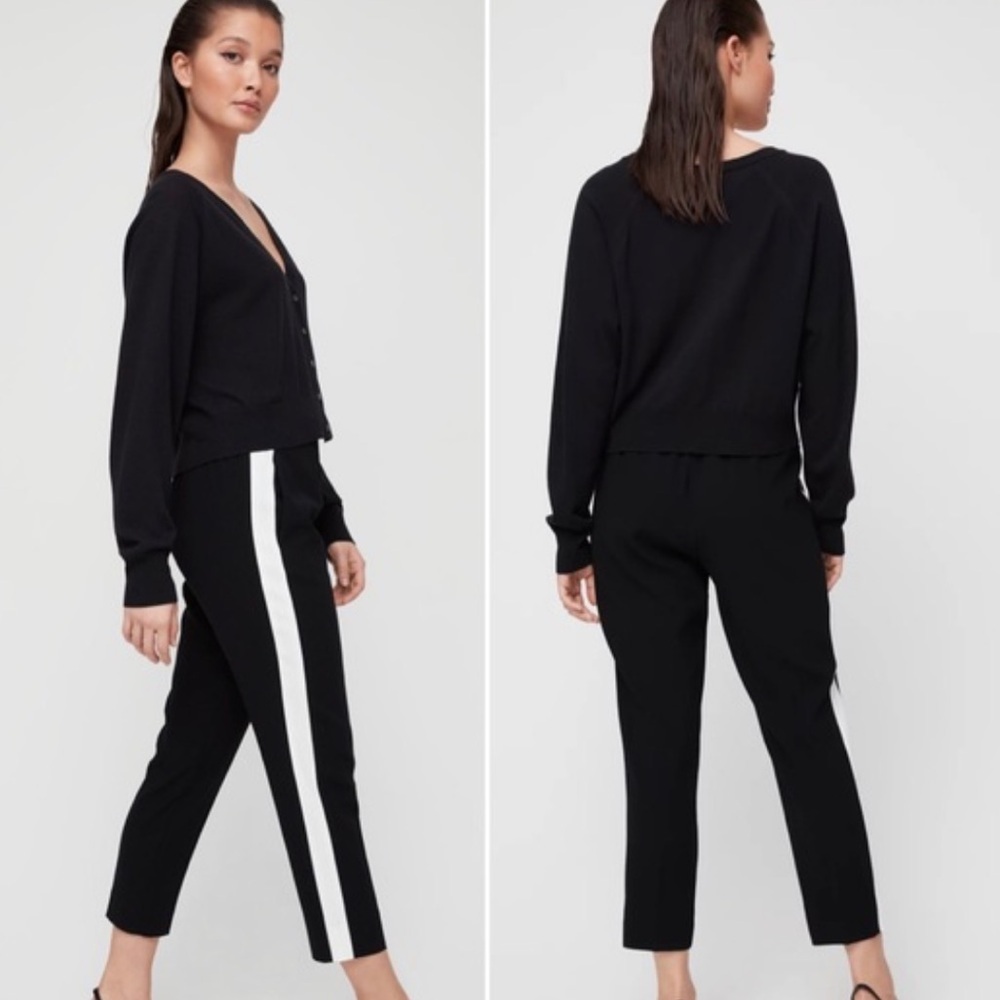 Aritzia Babaton Conan Terado Stripe Pant Jog Black White Pocket PullOn Trouser M